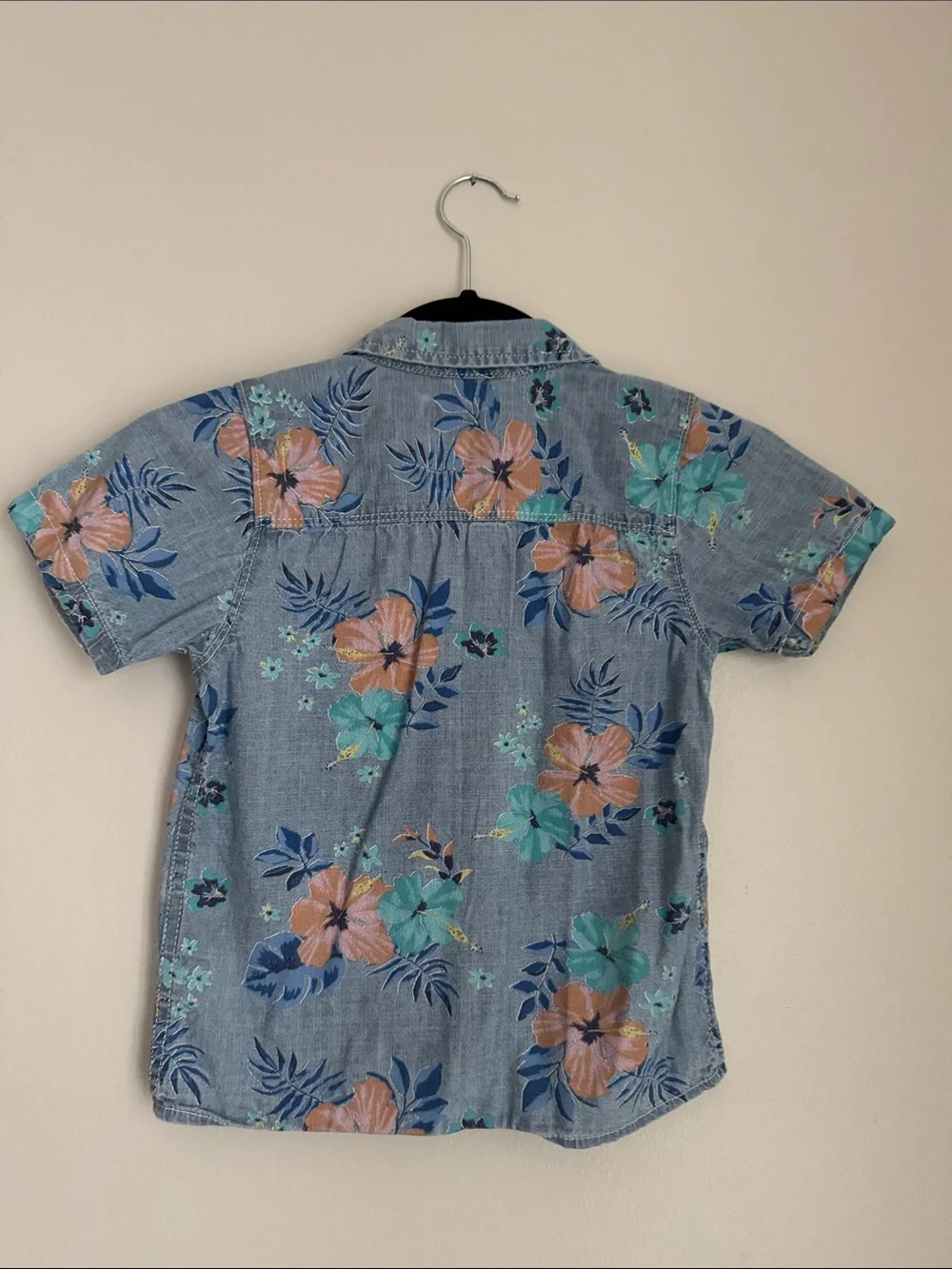 OshKosh B'gosh Blue Floral Short-Sleeve Button Down Shirt